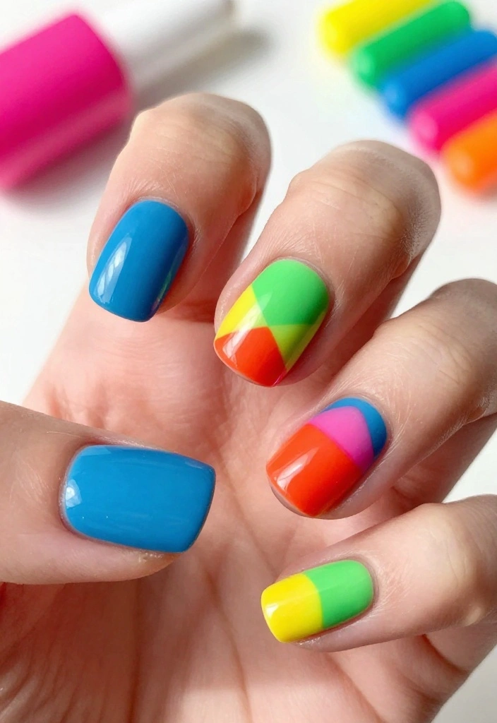 18 Glamorous Hot Nails That Will Turn Heads Everywhere You Go! - 15. Color Block Nails 1