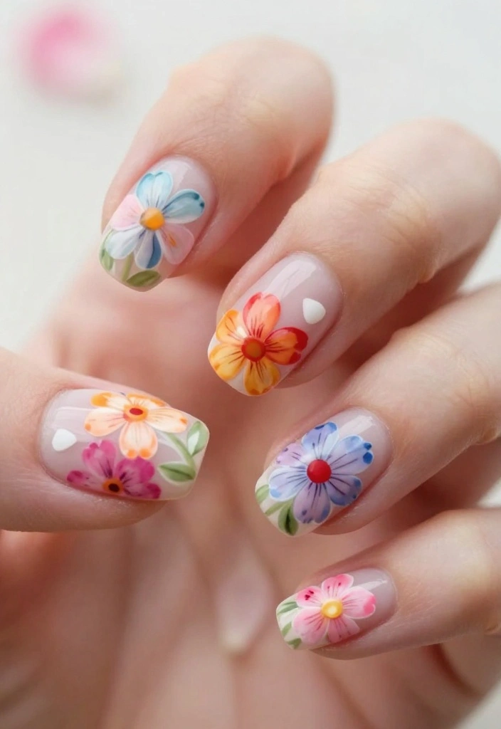 18 Glamorous Hot Nails That Will Turn Heads Everywhere You Go! - 5. Floral Accents 1