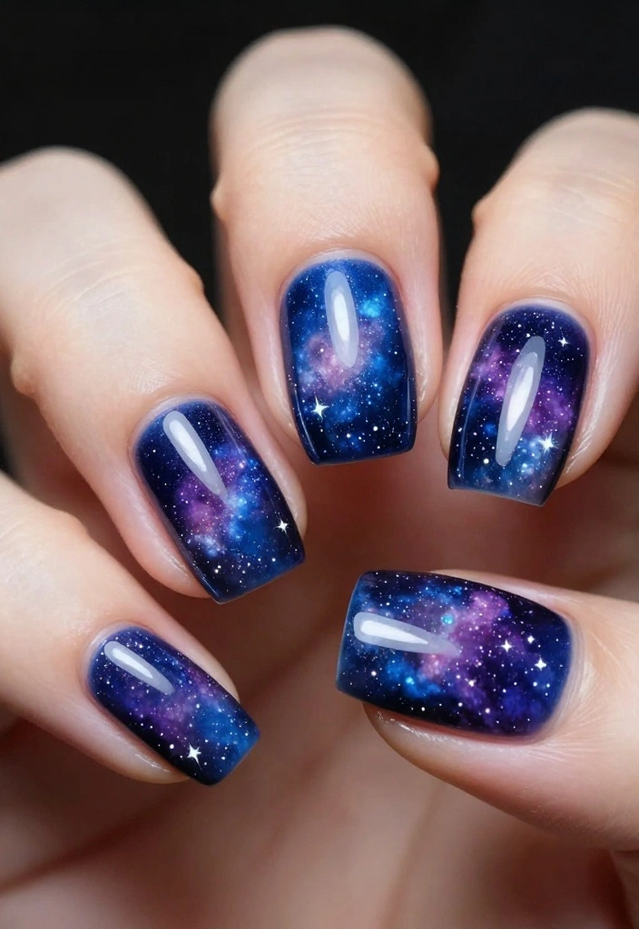 18 Glamorous NYE Nail Ideas That Will Make You the Star of the Party! - 12. Galaxy Nails 1