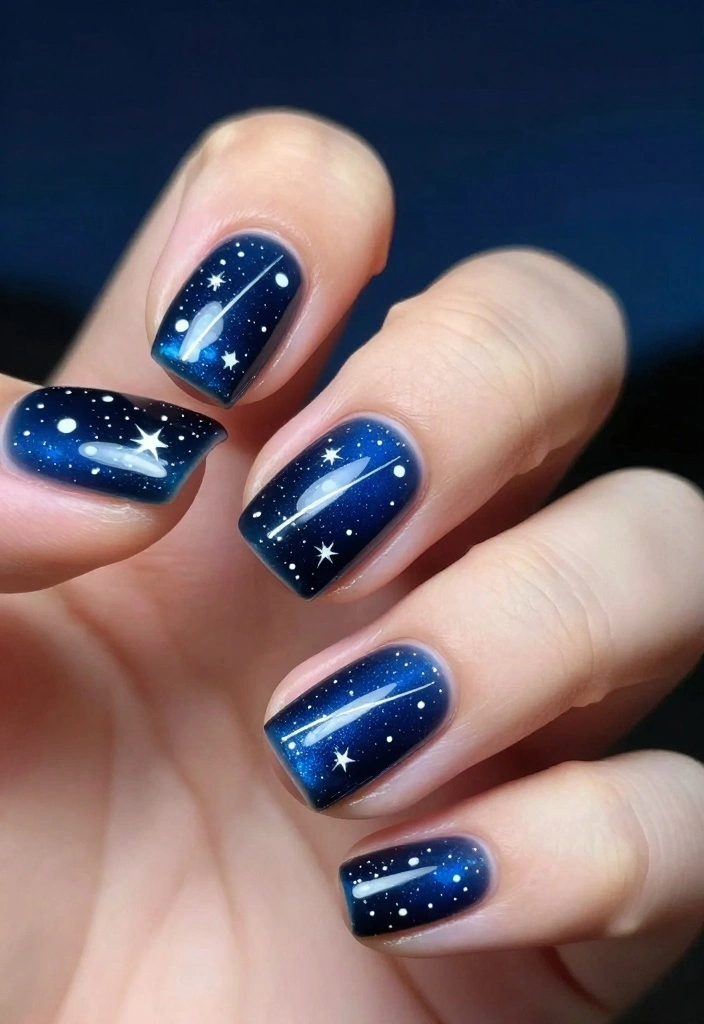 18 Glamorous NYE Nail Ideas That Will Make You the Star of the Party! - 2. Midnight Sky Design 1