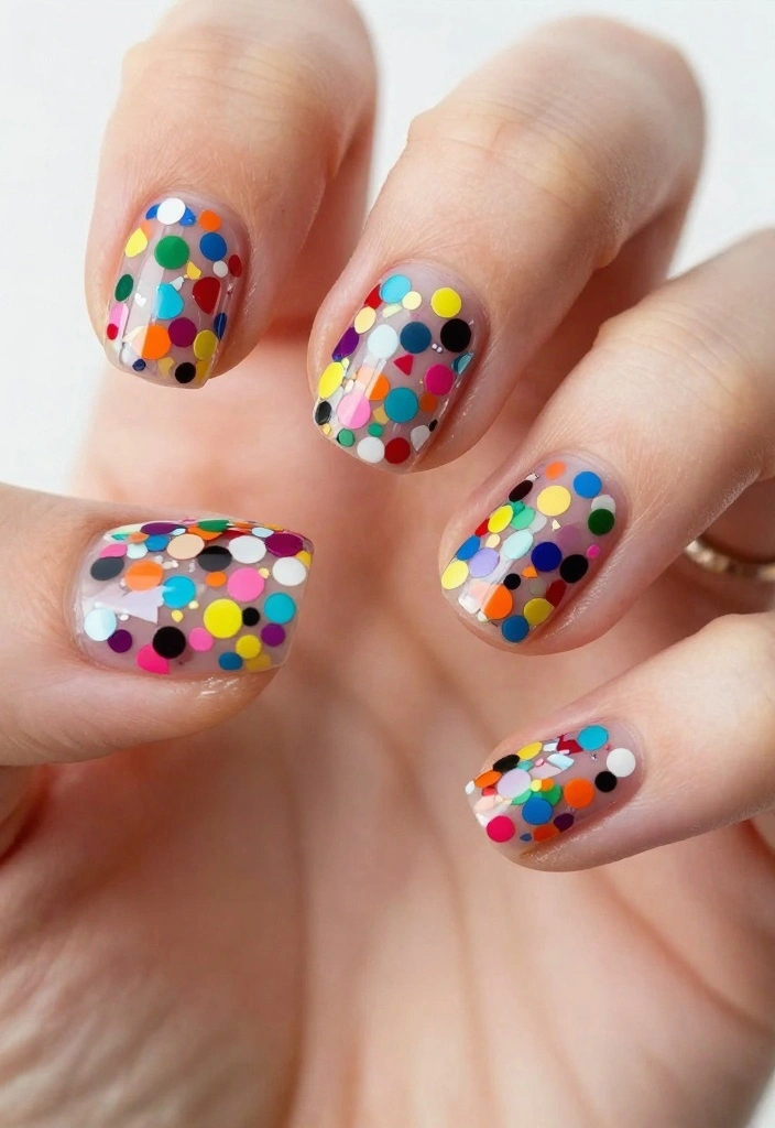 18 Glamorous NYE Nail Ideas That Will Make You the Star of the Party! - 8. Confetti Nail Art 1