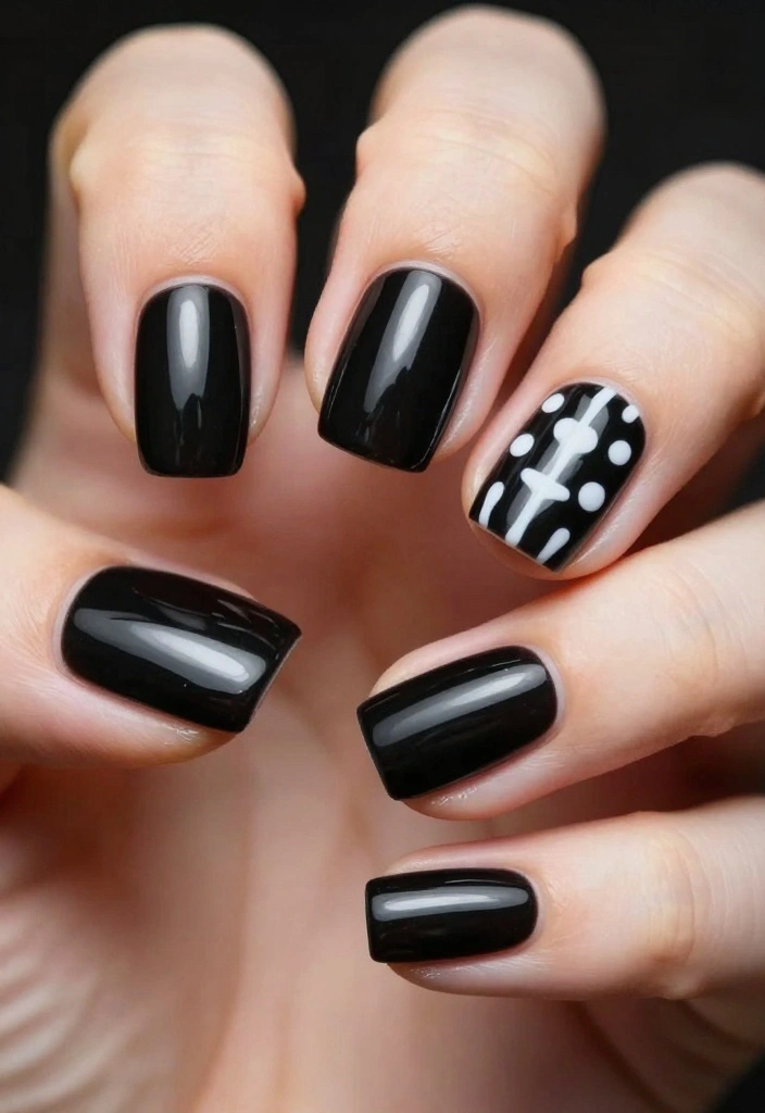 18 Glamorous NYE Nail Ideas That Will Make You the Star of the Party! - 9. Chic Black and White 1