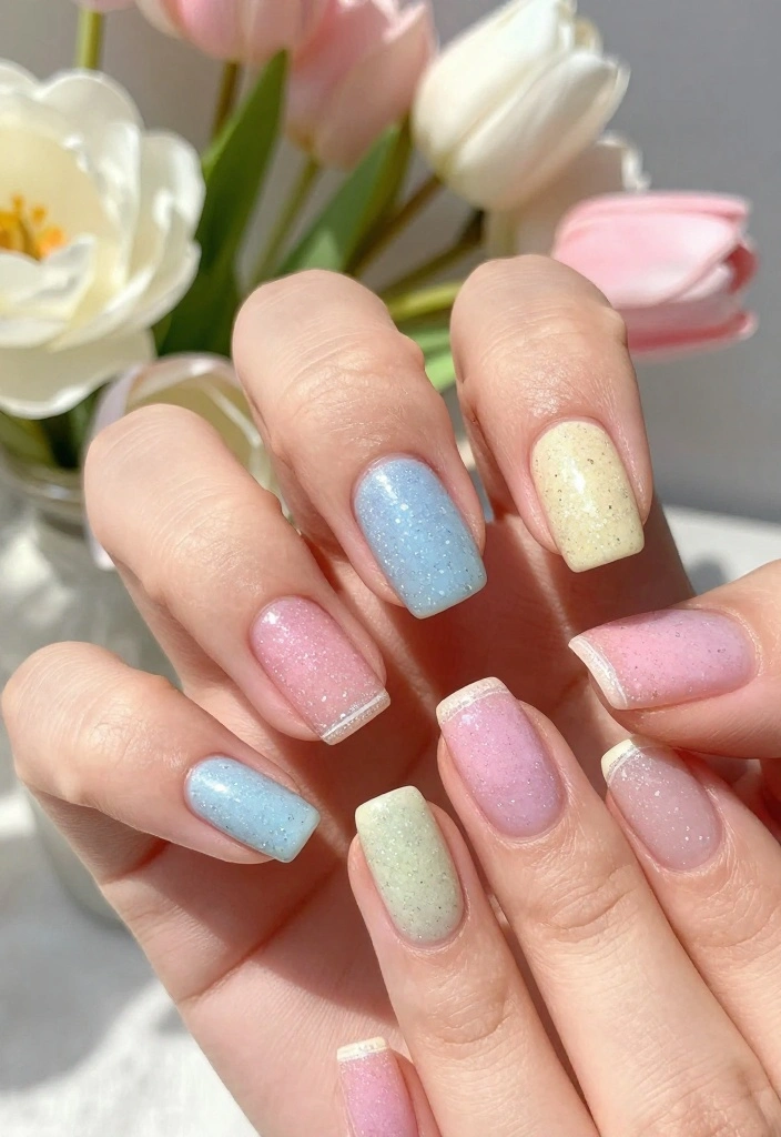 18 Glitter French Nails That Will Elevate Your Style Game Instantly! - 4. Pastel Glitter French Tips 1