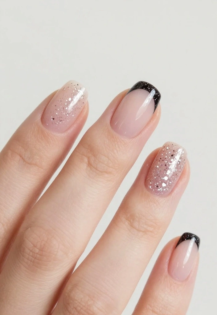 18 Glitter French Nails That Will Elevate Your Style Game Instantly! - 8. Glitter French with Negative Space 1
