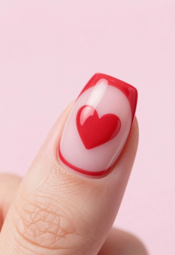 18 Gorgeous Red Valentine's Day Nail Art Ideas Perfect for Date Night! - 10. Heart Shaped French Manicure 1