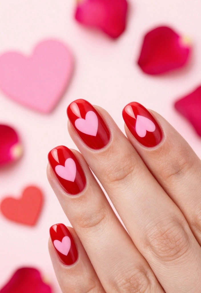 18 Gorgeous Red Valentine's Day Nail Art Ideas Perfect for Date Night! - 16. Red and Pink Hearts 1