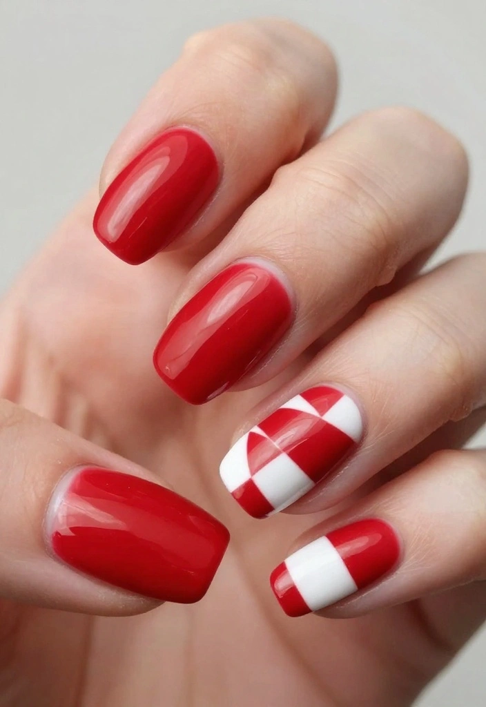 18 Gorgeous Red Valentine's Day Nail Art Ideas Perfect for Date Night! - 5. Geometric Red Patterns 1