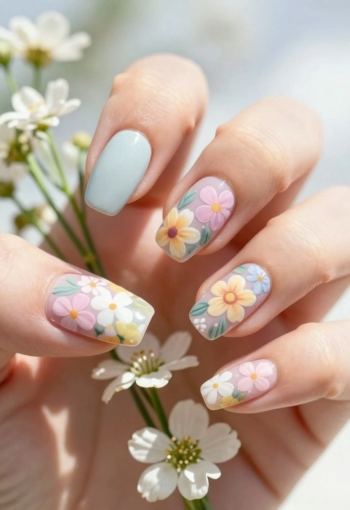 18 Nail Ideas to Elevate Your Fabulous Nails to the Next Level! - 2. Floral Accents 1