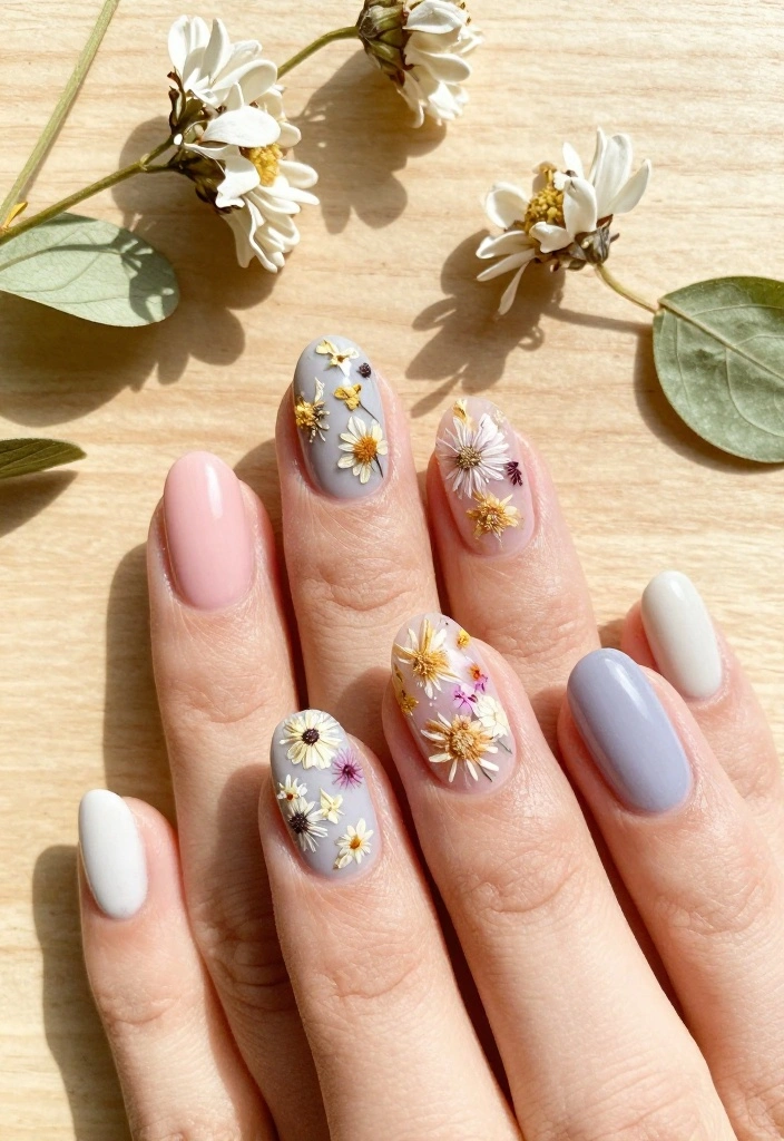 18 Natural Nails Manicure Techniques That Double as Self-Care Rituals! - 6. Natural Nail Art with Flowers 1