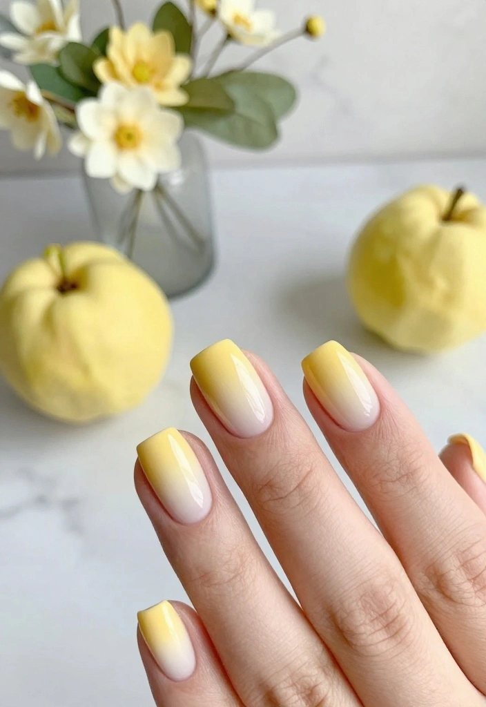 18 Quince Nail Trends That Are Taking the Fashion World by Storm! - 1. Soft Quince Ombre 1