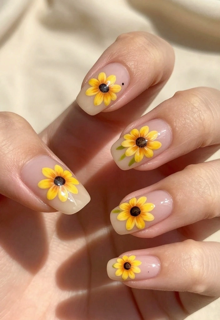 18 Rustic Cowboy Nails Perfect for Fall Adventures! - 9. Sunflower Serenity 1