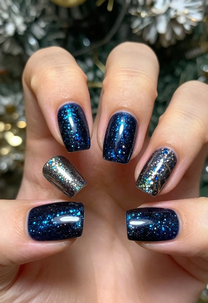 18 Trendy Holiday Nail Designs That Everyone Will Be Talking About (Don't Miss #14!) - 15. New Year Countdown Sparkle 1