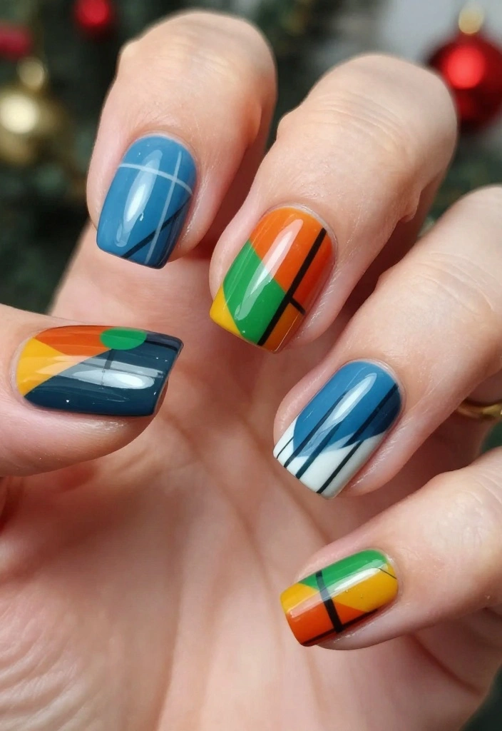18 Trendy Holiday Nail Designs That Everyone Will Be Talking About (Don't Miss #14!) - 16. Geometric Patterns 1