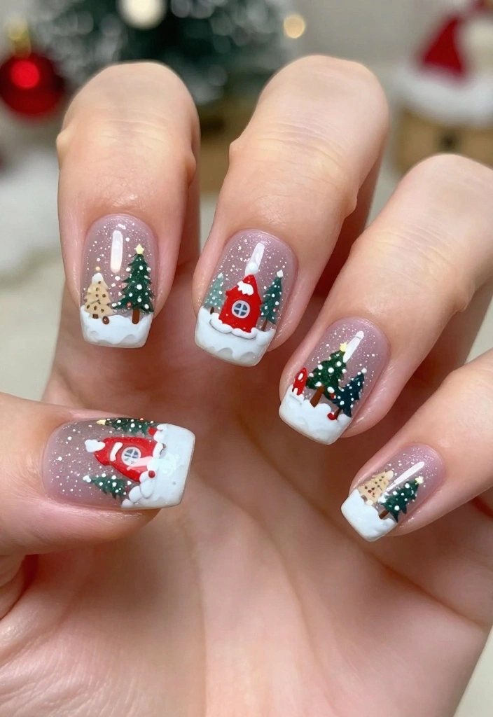 18 Trendy Holiday Nail Designs That Everyone Will Be Talking About (Don't Miss #14!) - 17. Whimsical Snow Globes 1