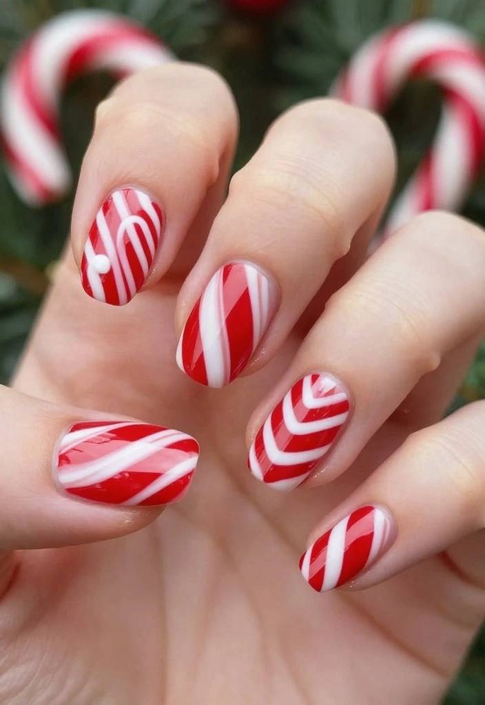 18 Trendy Holiday Nail Designs That Everyone Will Be Talking About (Don't Miss #14!) - 8. Candy Cane Stripes 1