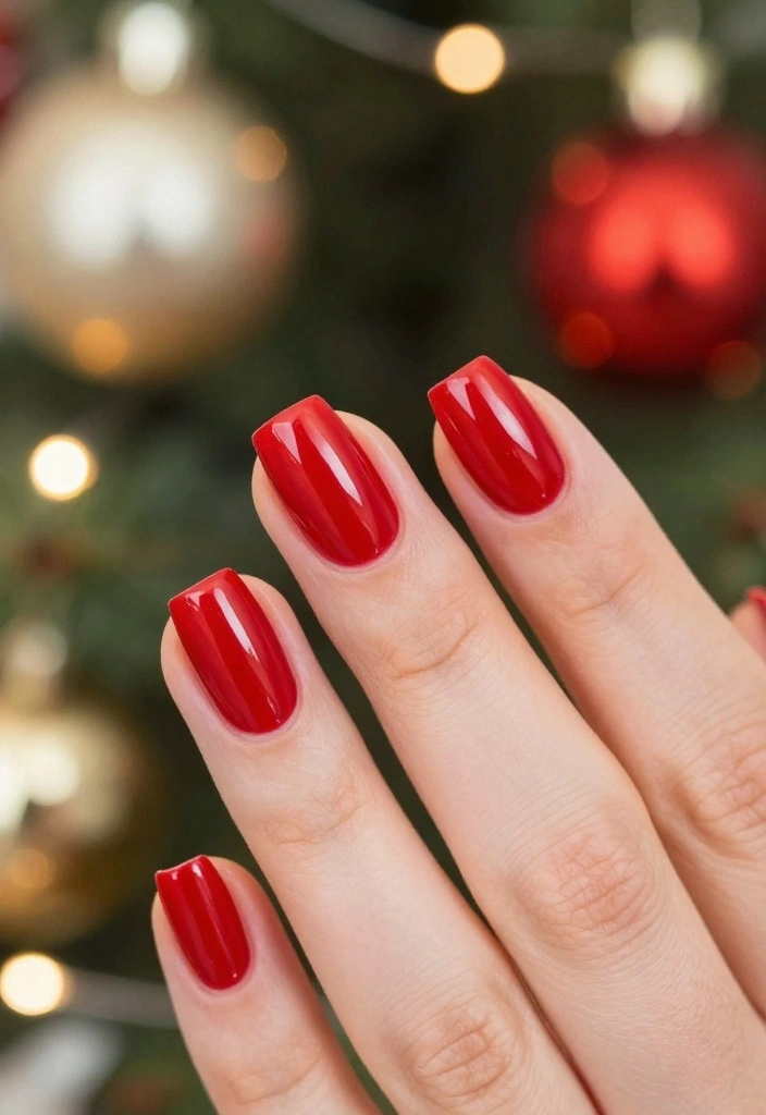 18 Trendy Simple Holiday Nails That Will Leave Everyone in Awe! - 1. Classic Red Gel Nails 1