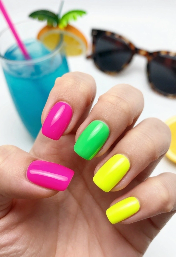 18 Trendy Summer Girls Nails Ideas You’ll Absolutely Adore! - 6. Bright Neon 1