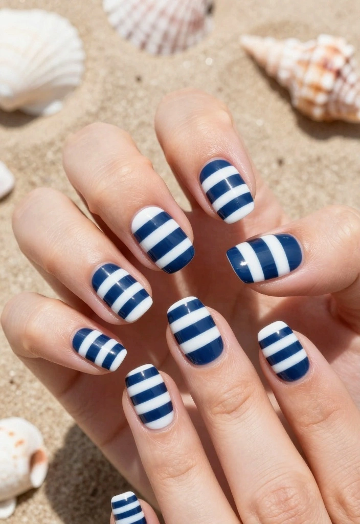 18 Trendy Summer Girls Nails Ideas You’ll Absolutely Adore! - 8. Nautical Stripes 1