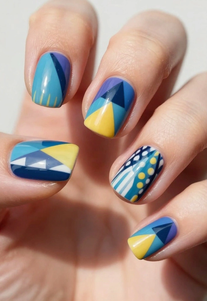 18 Unique Short Gel Nail Designs That Will Make a Statement! - 5. Bold Geometric Patterns 1