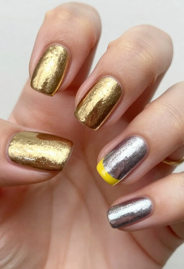 18 Vibrant Colorful Nail Designs Perfect for Your Spring Vibes! - 12. Shimmering Metallics 1