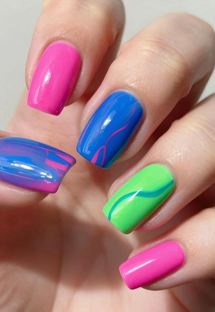 18 Vibrant Colorful Nail Designs Perfect for Your Spring Vibes! - 16. Bold Strokes 1