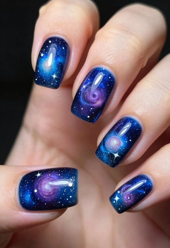 18 Vibrant Colorful Nail Designs Perfect for Your Spring Vibes! - 18. Cosmic Nail Art 1