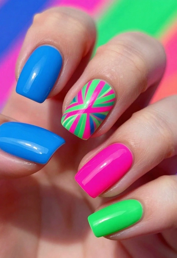 18 Vibrant Colorful Nail Designs Perfect for Your Spring Vibes! - 3. Neon Pop 1