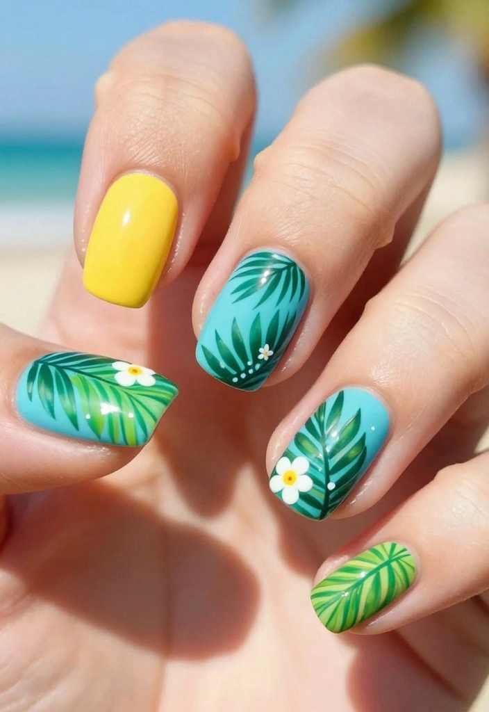 18 Vibrant Colorful Nail Designs Perfect for Your Spring Vibes! - 6. Tropical Vibes 1