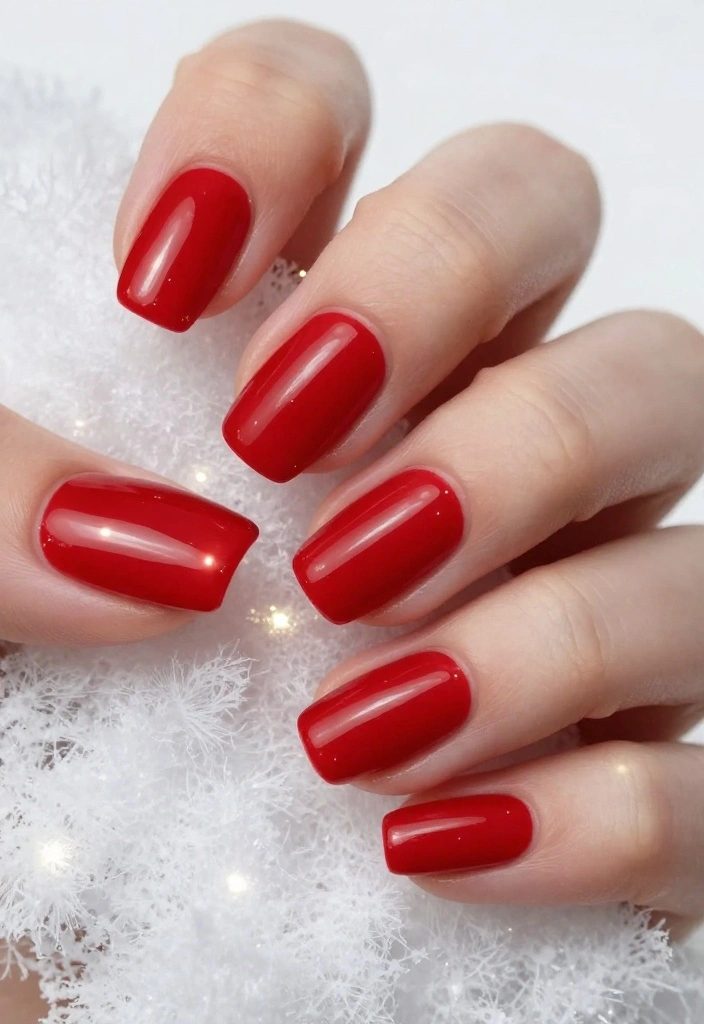 19 Christmas Winter Nails That Will Transform Your Look This Holiday Season (You’ll Be Obsessed!) - 1. Classic Christmas Red 1