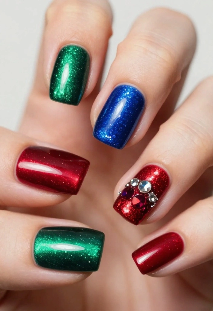 19 Christmas Winter Nails That Will Transform Your Look This Holiday Season (You’ll Be Obsessed!) - 10. Jewel Toned Nails 1