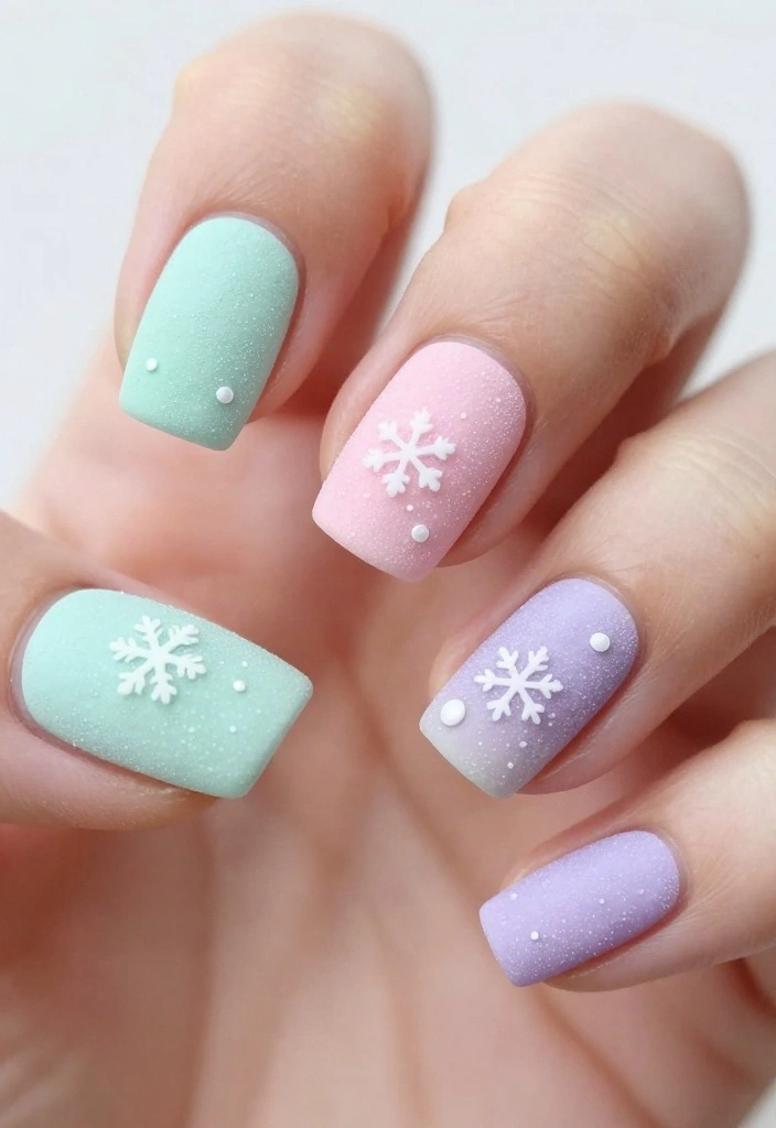 19 Christmas Winter Nails That Will Transform Your Look This Holiday Season (You’ll Be Obsessed!) - 11. Frosted Pastels 1