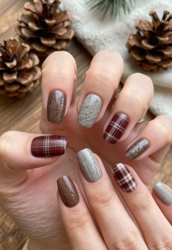 19 Christmas Winter Nails That Will Transform Your Look This Holiday Season (You’ll Be Obsessed!) - 12. Rustic Winter Vibes 1