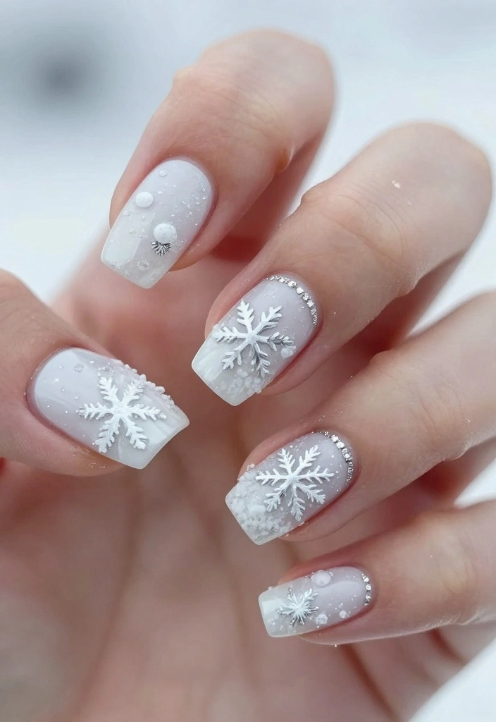 19 Christmas Winter Nails That Will Transform Your Look This Holiday Season (You’ll Be Obsessed!) - 6. Snowy White and Silver 1