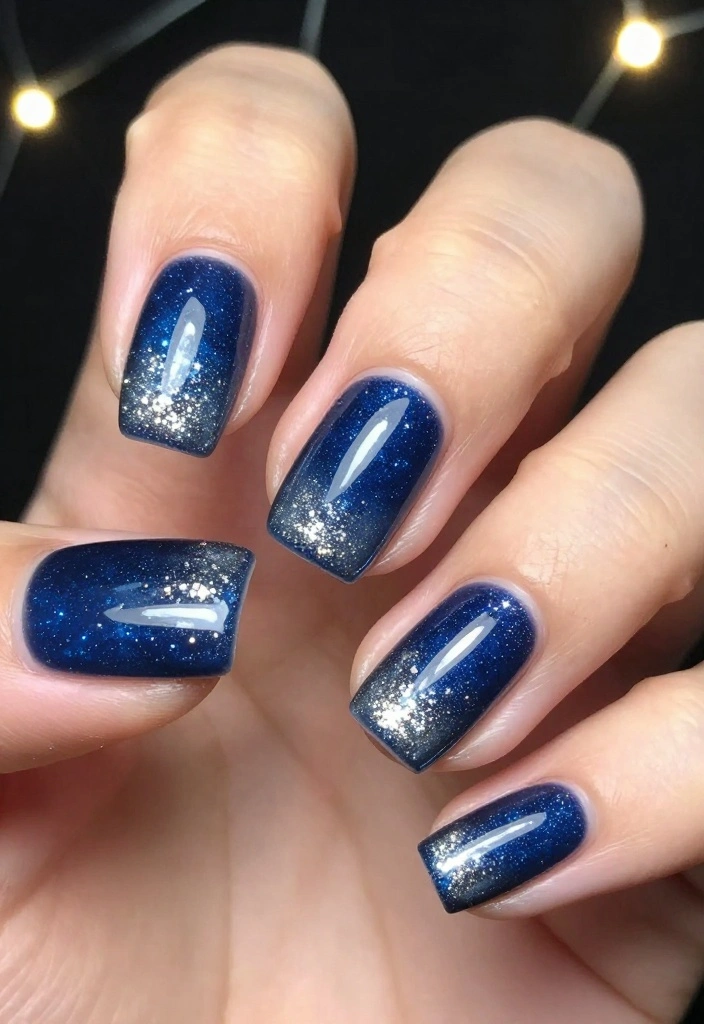 19 Christmas Winter Nails That Will Transform Your Look This Holiday Season (You’ll Be Obsessed!) - 8. Silver and Blue Glitter 1