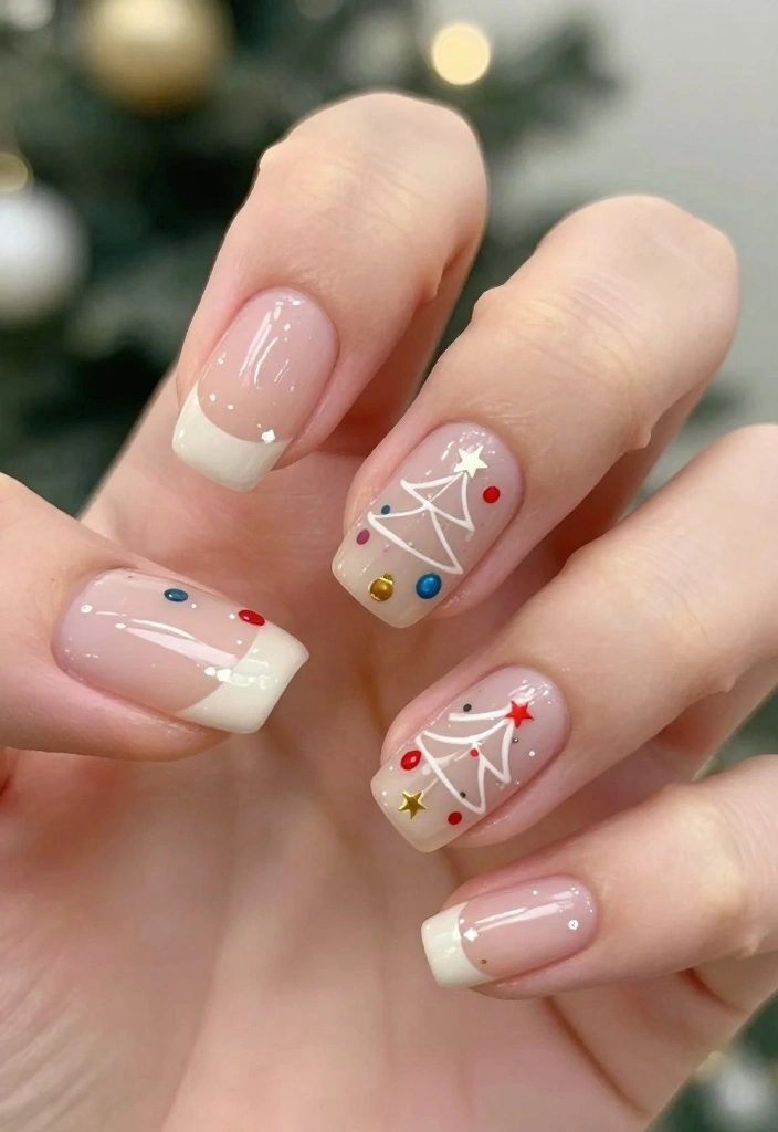 19 Easy Christmas Holiday Nail Designs That Take Less Than 10 Minutes! - 12. Minimalist Christmas Tree 1
