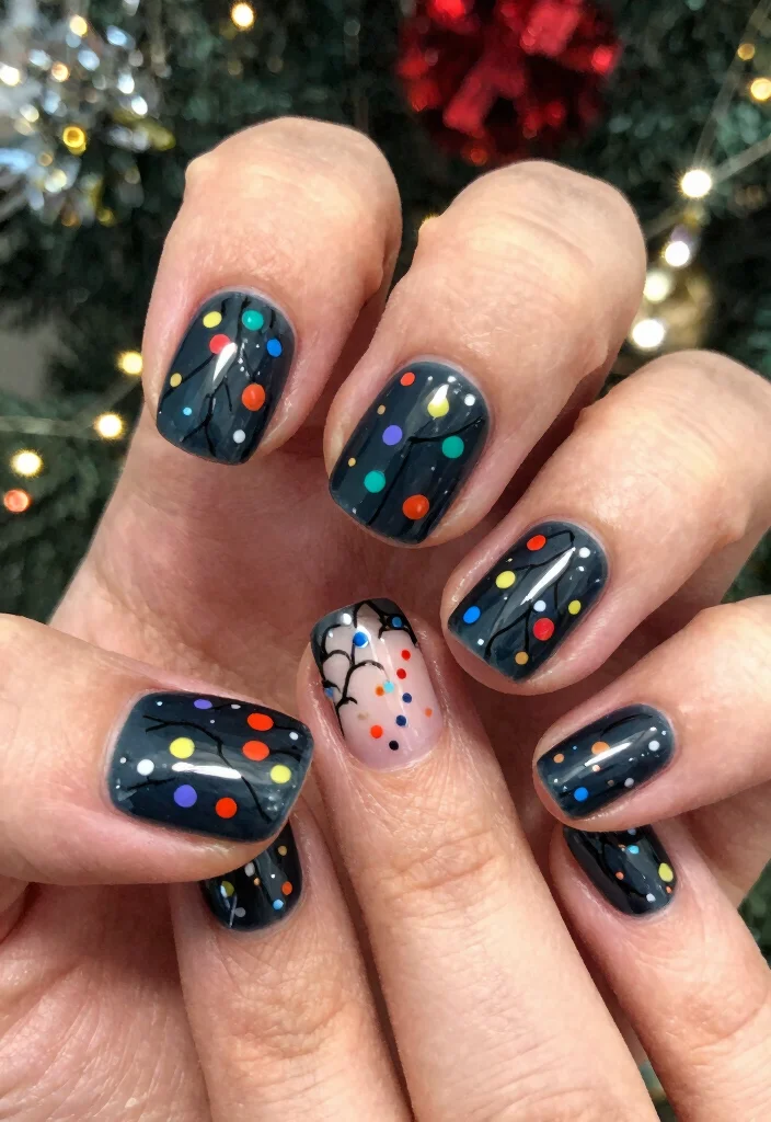 19 Easy Christmas Holiday Nail Designs That Take Less Than 10 Minutes! - 13. Twinkling Lights 1