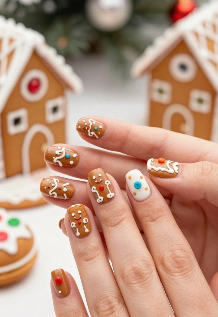 19 Easy Christmas Holiday Nail Designs That Take Less Than 10 Minutes! - 14. Gingerbread Men 1