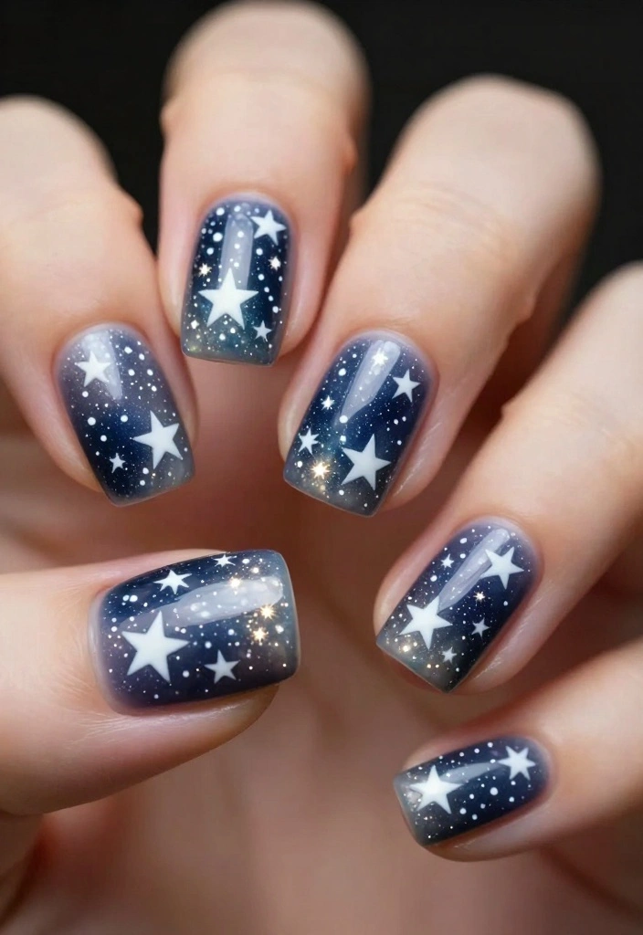 19 Easy Christmas Holiday Nail Designs That Take Less Than 10 Minutes! - 17. Simple Starry Night 1