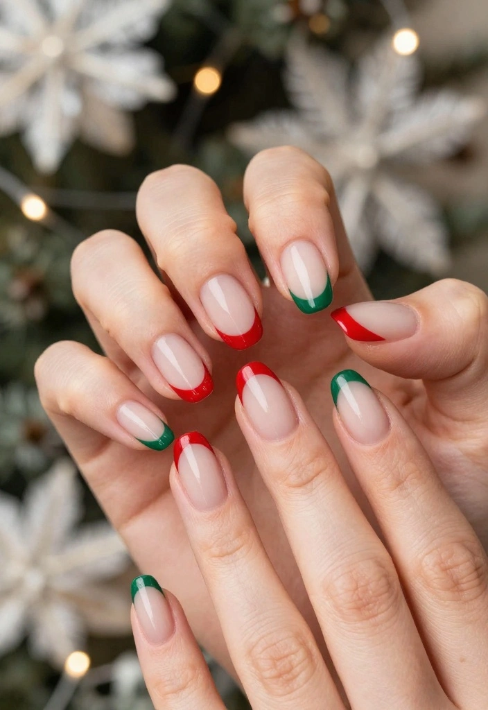 19 Easy Christmas Holiday Nail Designs That Take Less Than 10 Minutes! - 19. Festive French Tip 1