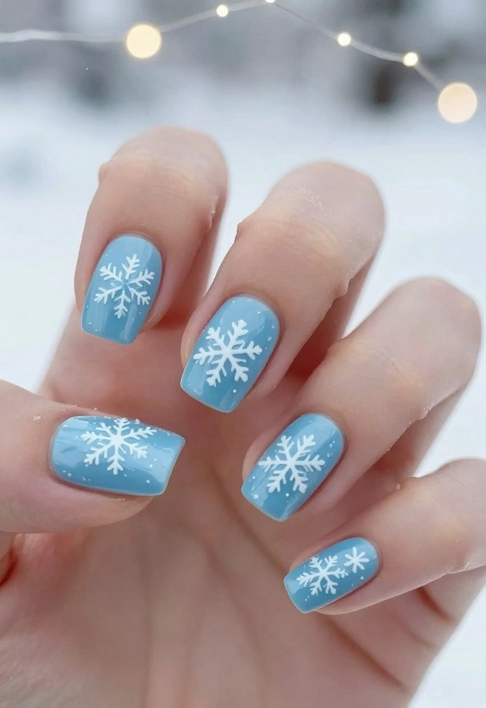 19 Easy Christmas Holiday Nail Designs That Take Less Than 10 Minutes! - 2. Frosted Snowflakes 1