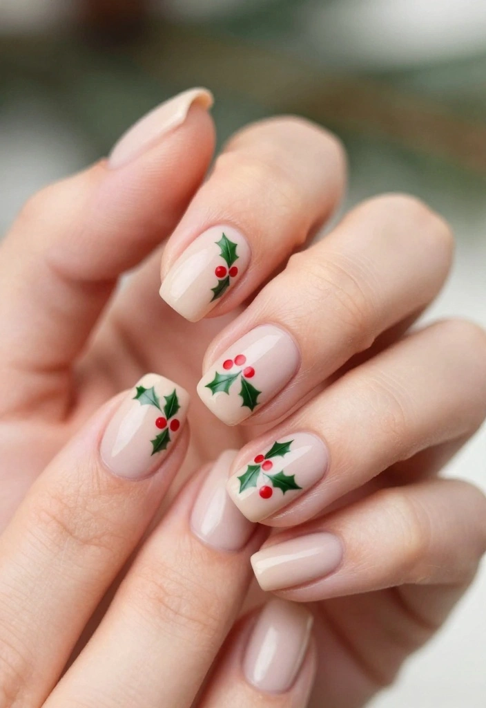 19 Easy Christmas Holiday Nail Designs That Take Less Than 10 Minutes! - 6. Holly Jolly Accents 1