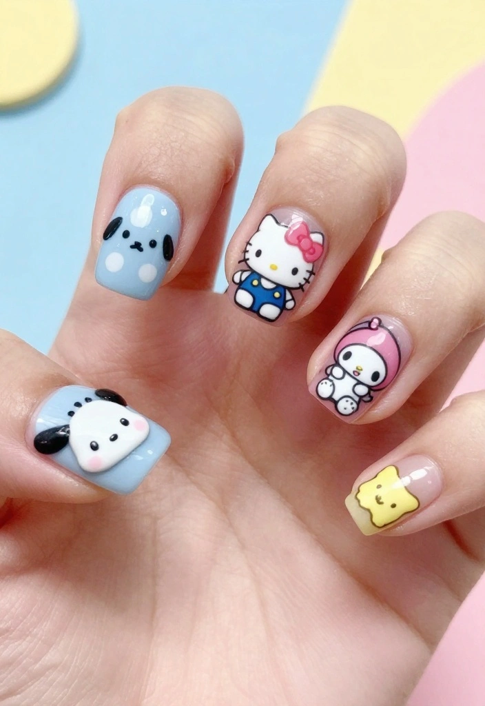 19 Sanrio Nails That Will Make You Fall in Love with Nail Art! - 13. Cute Nail Wraps 1