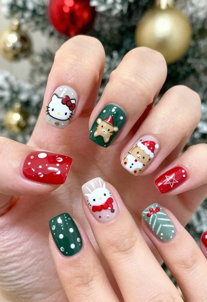 19 Sanrio Nails That Will Make You Fall in Love with Nail Art! - 15. Sanrio Holiday Themes 1