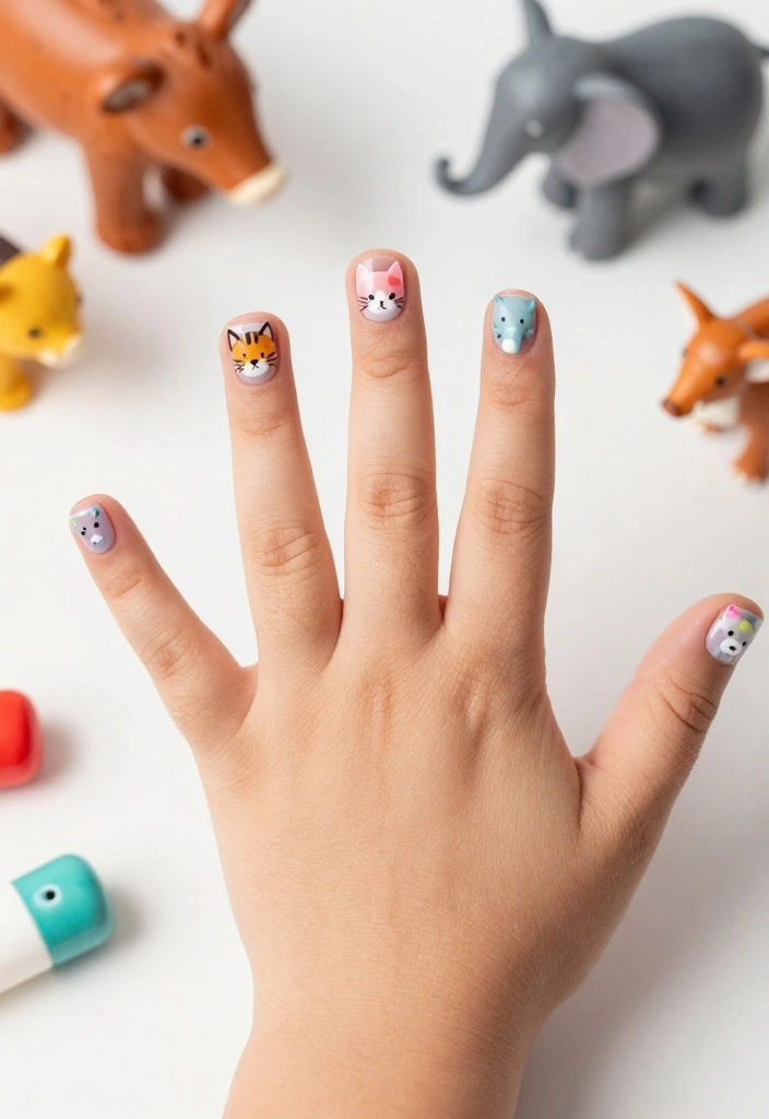 19 Themed Kids Nail Designs That Will Wow Their Friends at Every Party! - 10. Animal Kingdom 1