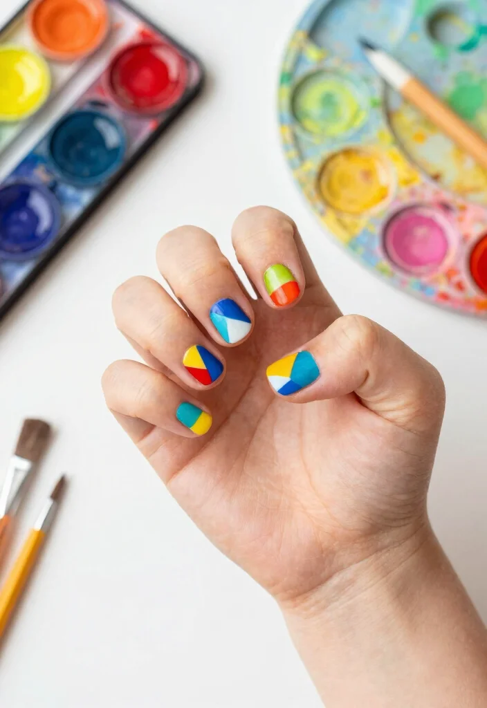 19 Themed Kids Nail Designs That Will Wow Their Friends at Every Party! - 15. Colorful Geometrics 1