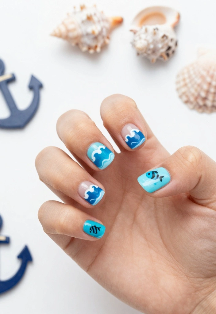 19 Themed Kids Nail Designs That Will Wow Their Friends at Every Party! - 4. Ocean Adventure 1