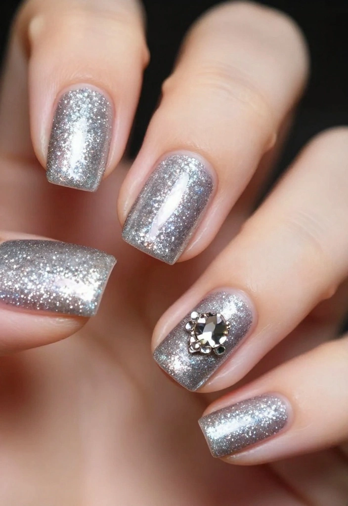 19 Trending Silver Glitter Nails Styles You Must Try Right Now! - 1. Full Glitter Glam 1