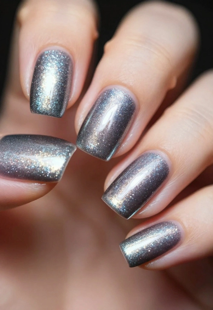 19 Trending Silver Glitter Nails Styles You Must Try Right Now! - 11. Metallic Glitter Gradient 1