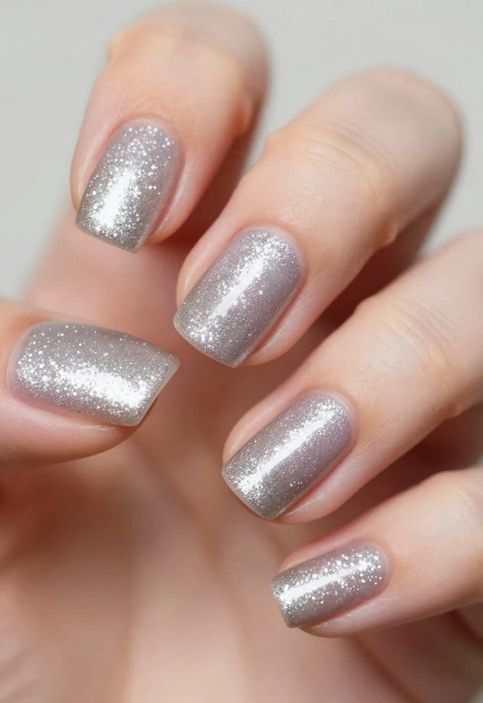 19 Trending Silver Glitter Nails Styles You Must Try Right Now! - 13. Silver Glitter for Short Nails 1