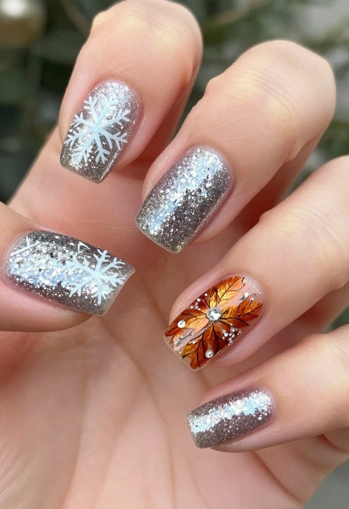 19 Trending Silver Glitter Nails Styles You Must Try Right Now! - 14. Seasonal Silver Glitter 1